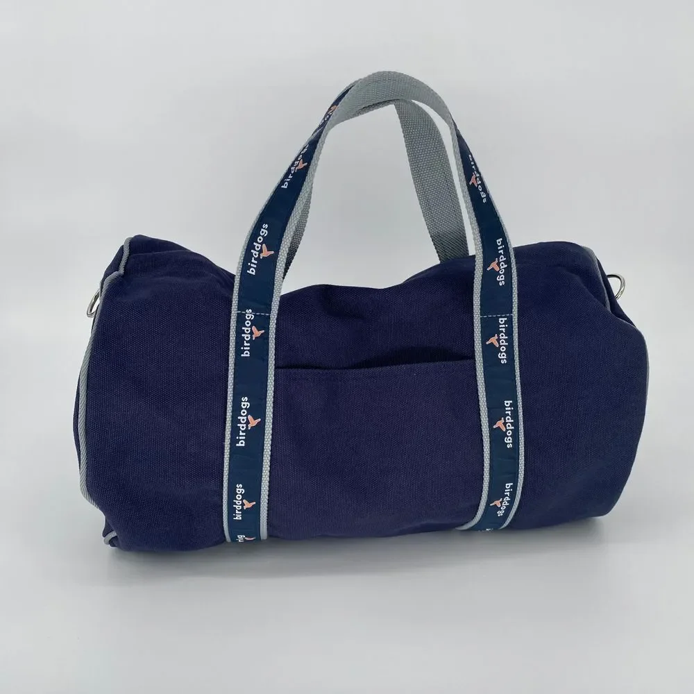 Birddogs Duffle Gym Bag Canvas Travel Carry On Weekend‎ Bag Navy Blue Logo